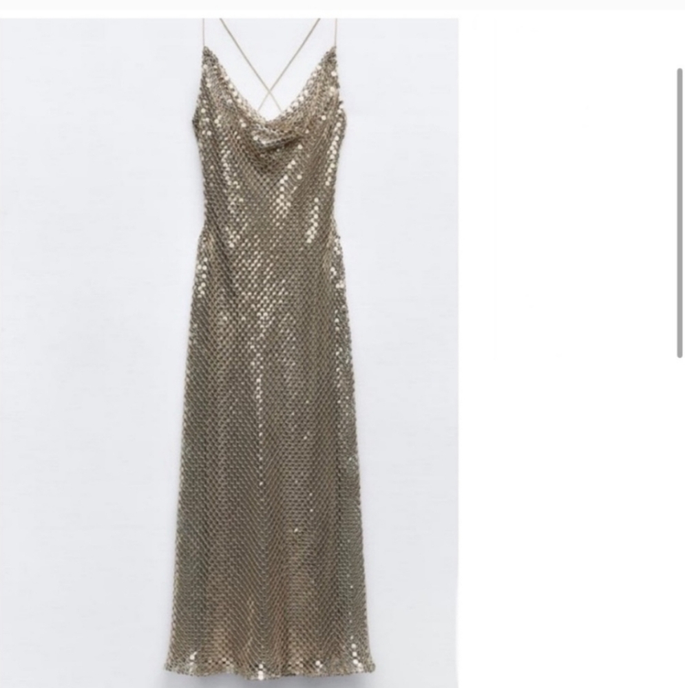 Zara gold mesh slip dress - Picture 10 of 16